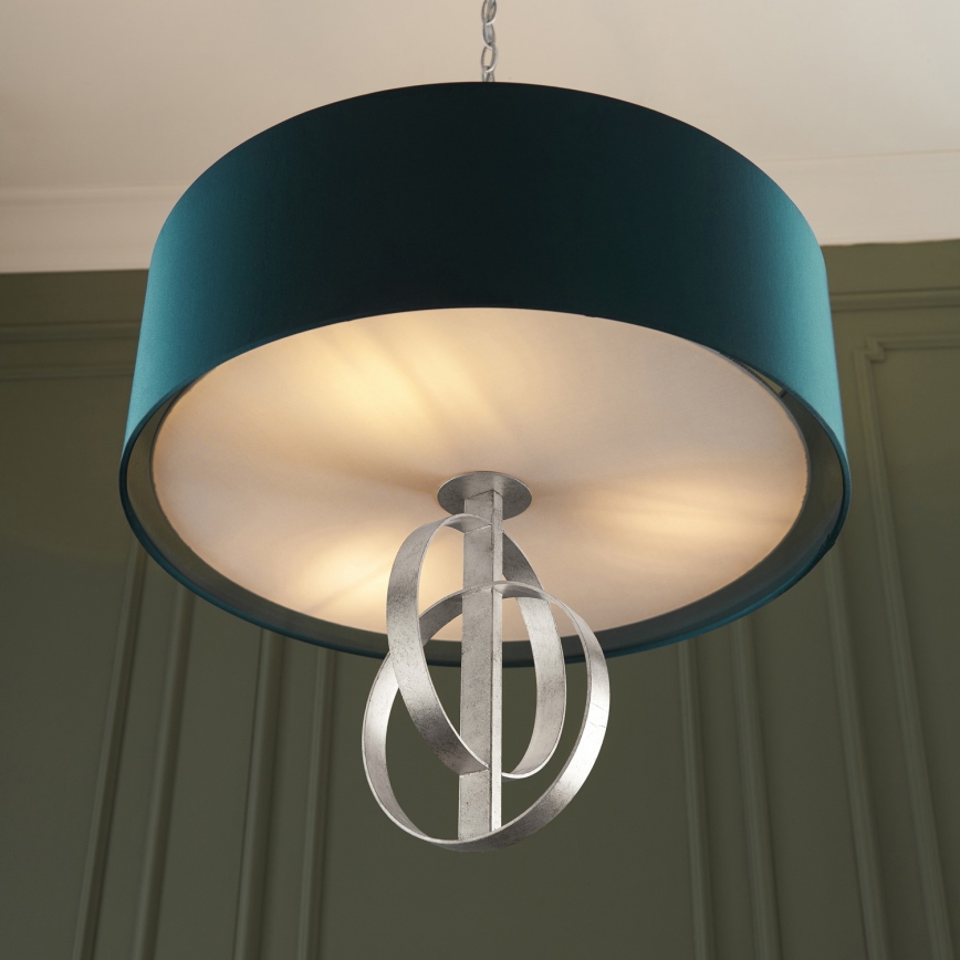 Endon 95224 - Ketiga ripp-lühter, 3×E27, 10 W, 230 V, läbimõõt 60 cm, sinine/hall