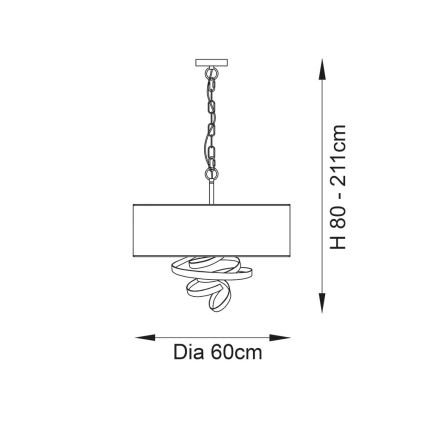 Endon 95268 - ketiga lühter 3xE14/6W/230V, läbimõõt 60 cm, valge/messing