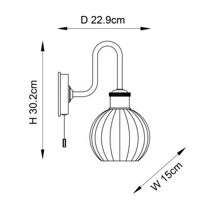 Endon 95507 - Seinavalgusti vannituppa KENDALL 1xE27/10W/230V IP44 messing