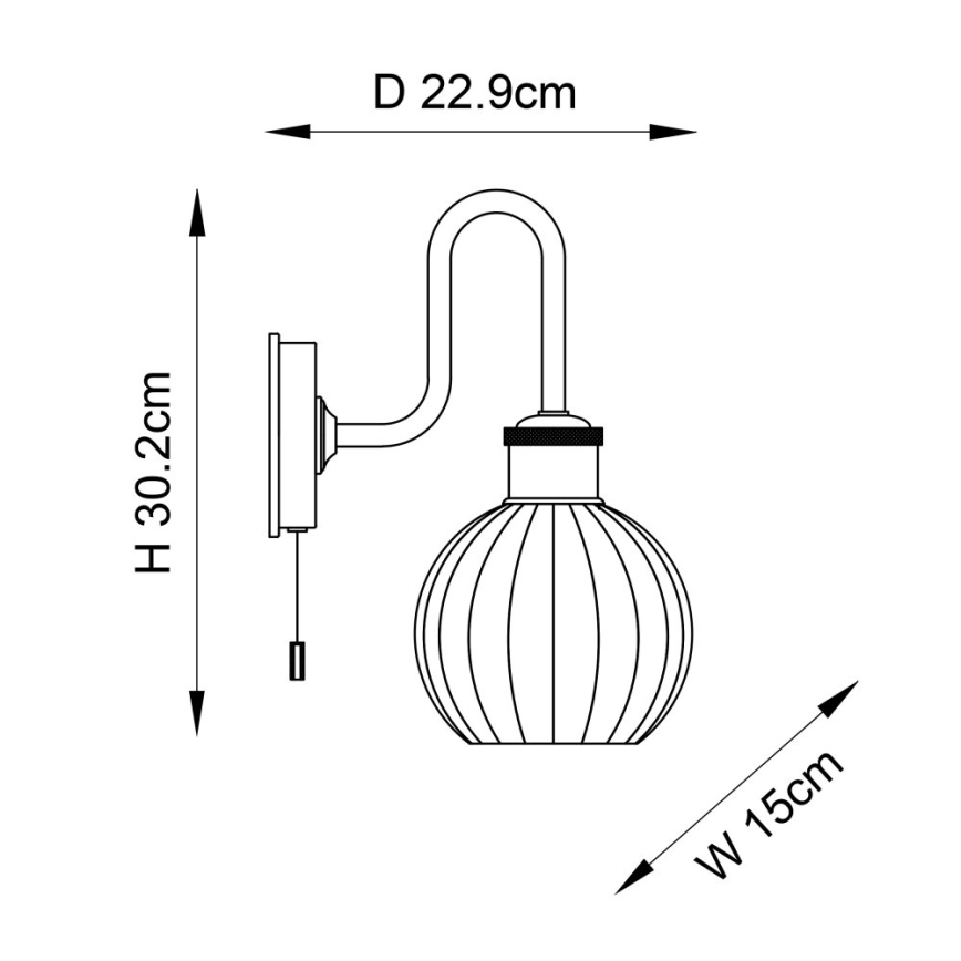 Endon 95507 - Seinavalgusti vannituppa KENDALL 1xE27/10W/230V IP44 messing