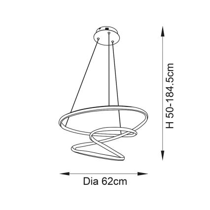 Endon 97632 - kaablil riputatav DUNE LED-lühter LED/47,5W/230V 3000K must