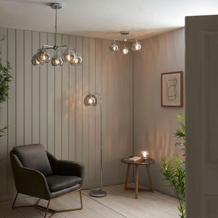 Endon 97971 - Lakke kinnitatav lühter DIMPLE 3xE14/25W/230V läikiv kroom/suitsuhall