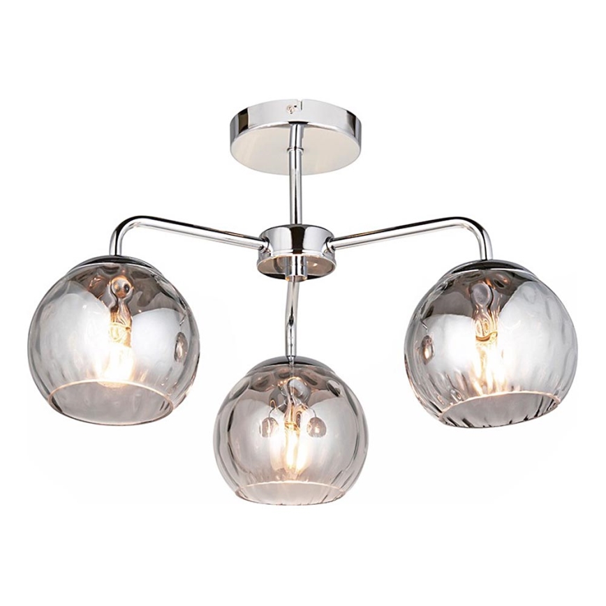 Endon 97971 - Pinnapealne lühter DIMPLE 3xE14/7W/230V läikiv kroom/suitsuhall