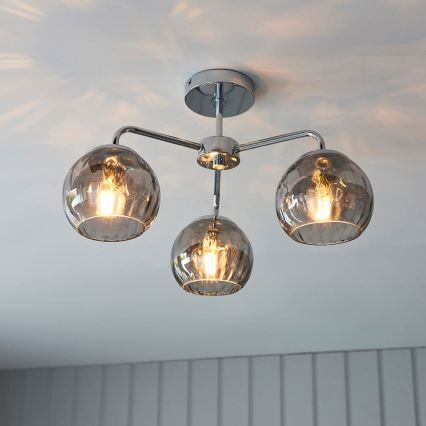 Endon 97971 - Pinnapealne lühter DIMPLE 3xE14/7W/230V läikiv kroom/suitsuhall