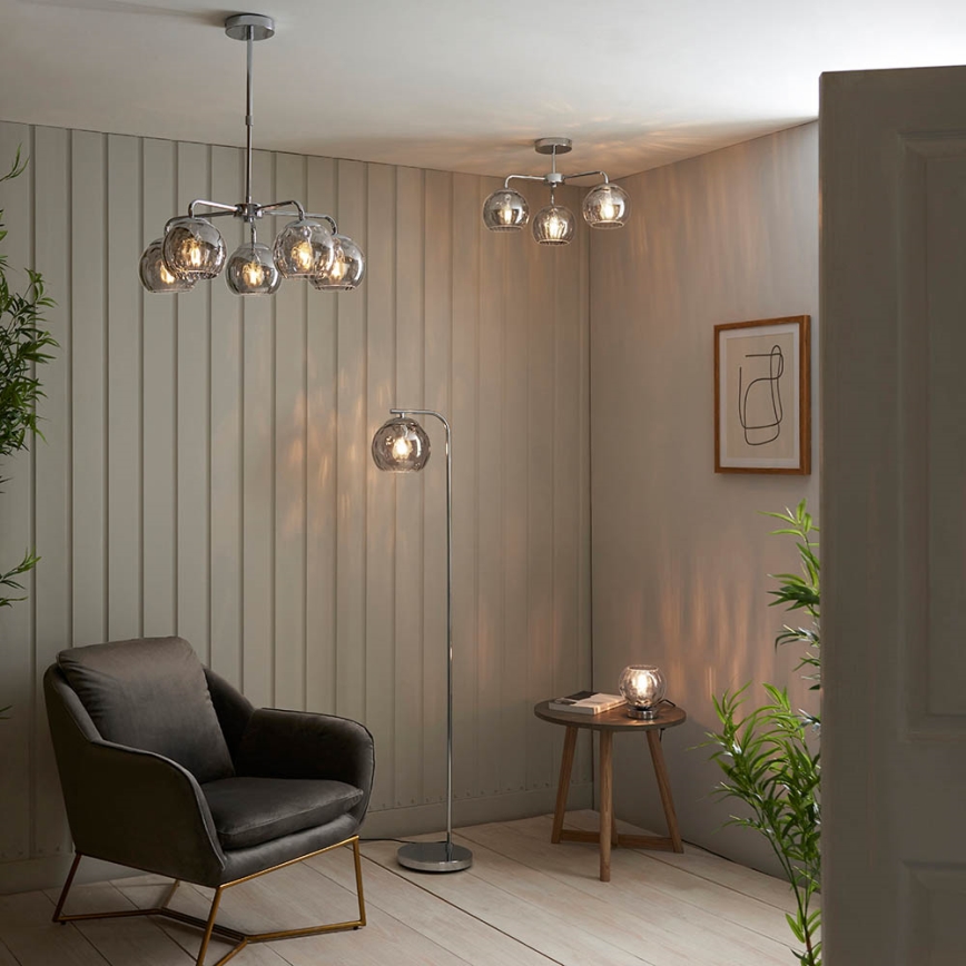 Endon 97971 - Pinnapealne lühter DIMPLE 3xE14/7W/230V läikiv kroom/suitsuhall