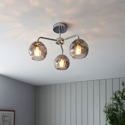Endon 97971 - Pinnapealne lühter DIMPLE 3xE14/7W/230V läikiv kroom/suitsuhall