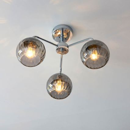 Endon 97971 - Pinnapealne lühter DIMPLE 3xE14/7W/230V läikiv kroom/suitsuhall