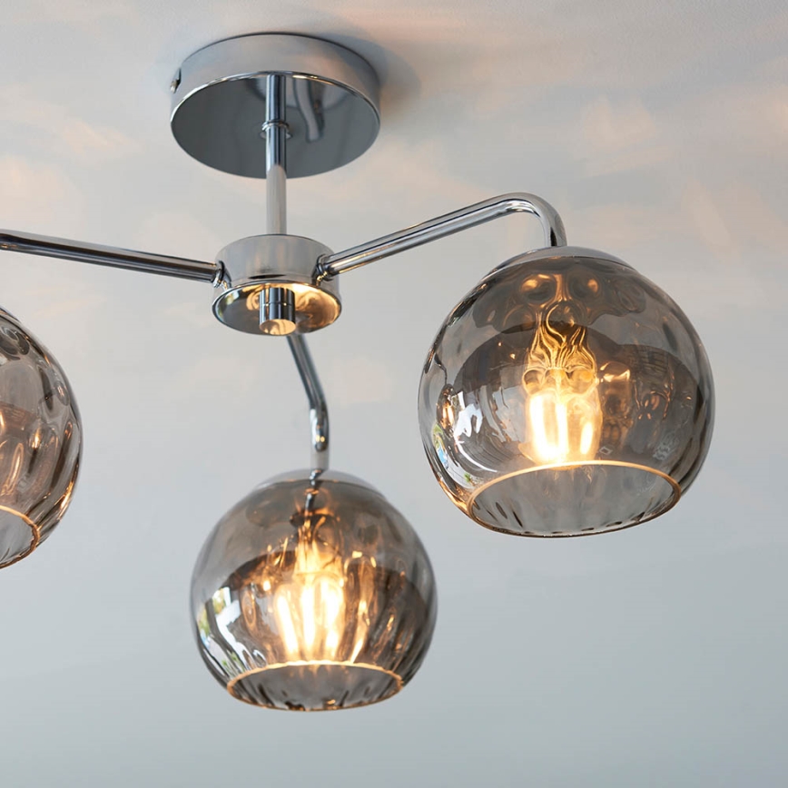 Endon 97971 - Pinnapealne lühter DIMPLE 3xE14/7W/230V läikiv kroom/suitsuhall