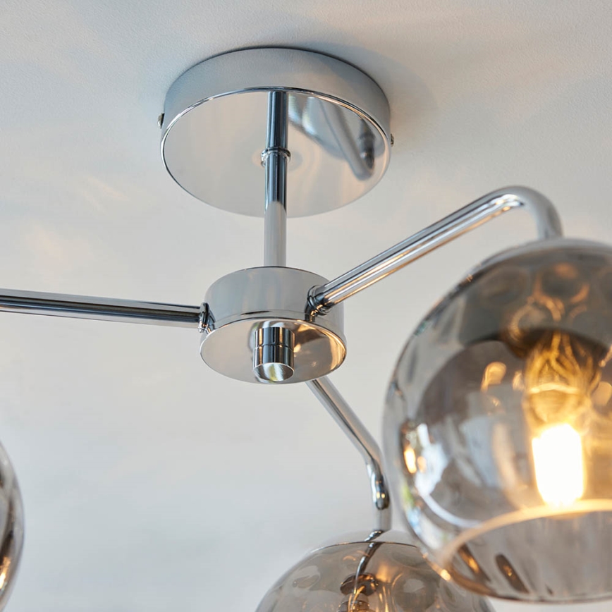 Endon 97971 - Pinnapealne lühter DIMPLE 3xE14/7W/230V läikiv kroom/suitsuhall