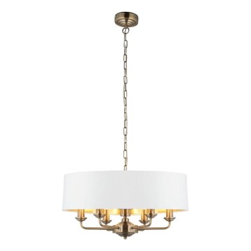 Endon 98933 - Lühter HIGHCLERE 6xE14/40W/230V valge/messing d. 55 cm