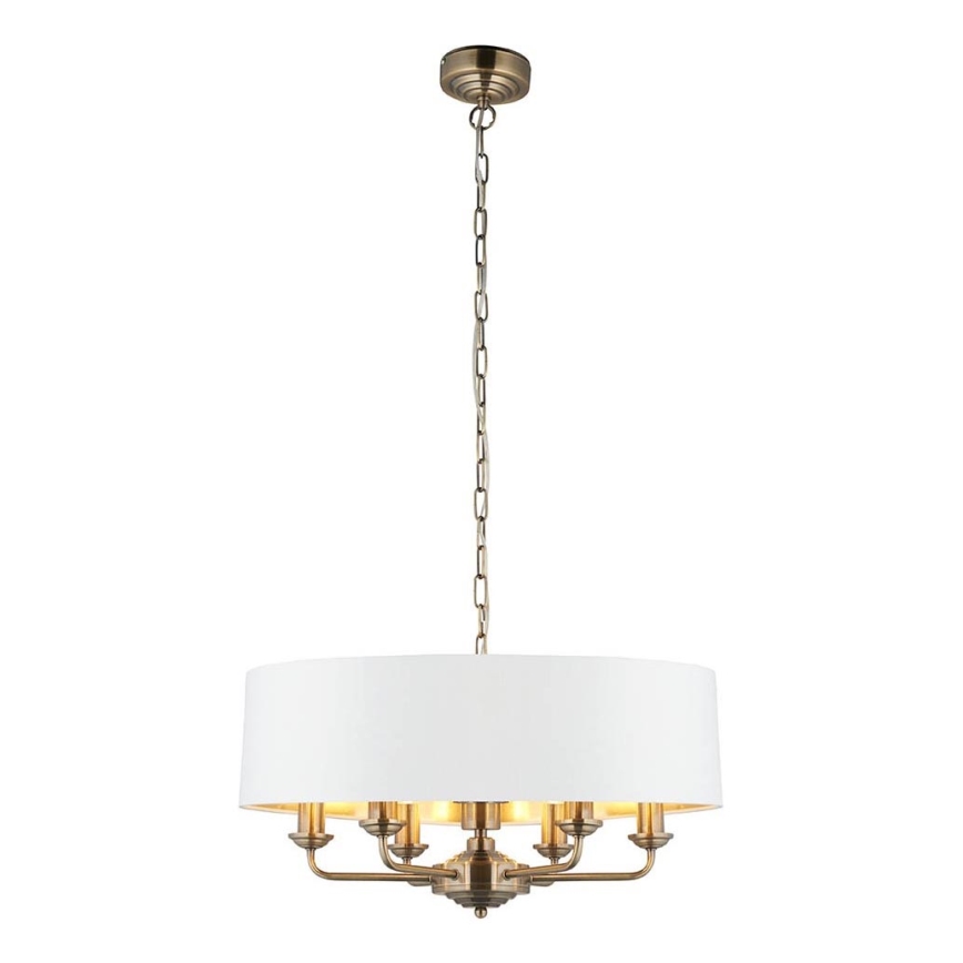 Endon 98933 - Lühter HIGHCLERE 6xE14/40W/230V valge/messing d. 55 cm
