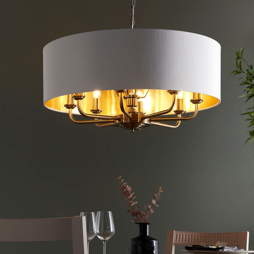 Endon 98938 - Ketiga lühter HIGHCLERE 8xE14/40W/230V, läbimõõt 70 cm, valge/messing