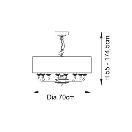 Endon 98938 - Ketiga lühter HIGHCLERE 8xE14/40W/230V, läbimõõt 70 cm, valge/messing