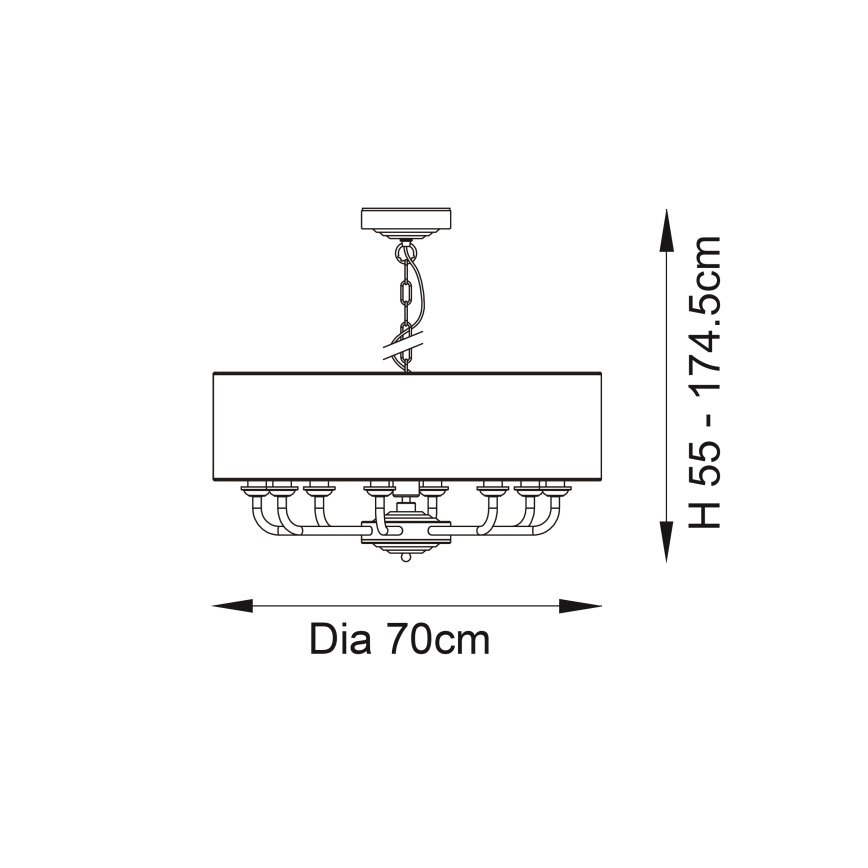 Endon 98938 - Ketiga lühter HIGHCLERE 8xE14/40W/230V, läbimõõt 70 cm, valge/messing