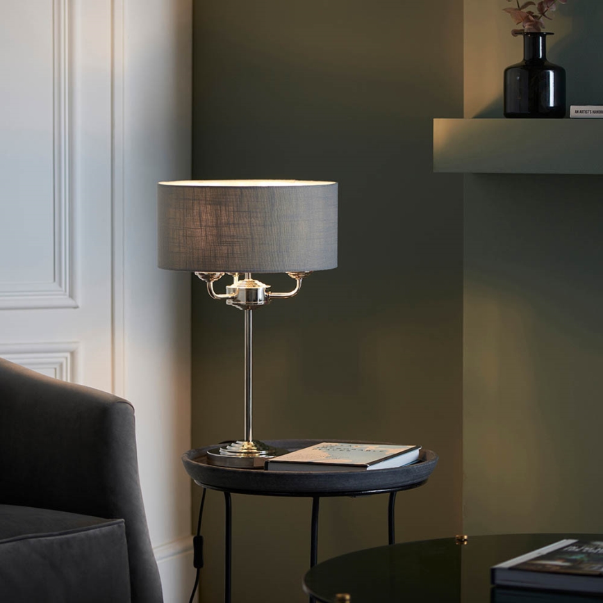 Endon 99149 - Laualamp HIGHCLERE 3xE14/18W/230V hall/läikiv kroom d. 32 cm