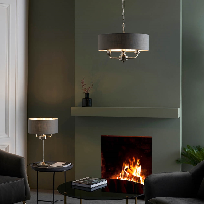 Endon 99149 - Laualamp HIGHCLERE 3xE14/18W/230V hall/läikiv kroom d. 32 cm