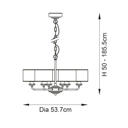 Endon 99151 - ketiga ripplühter HIGHCLERE 6xE14/28W/230V hall/mattkroom läbimõõt 53 cm