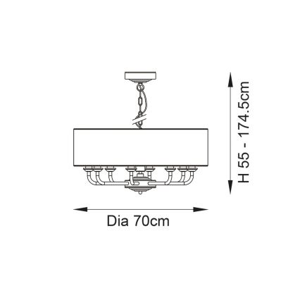Endon 99152 - Lühter HIGHCLERE 8xE14/40W/230V hall/matt kroom d. 70 cm