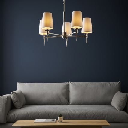 Endon 99457 - Ketiga ripplühter 5xE14/6W/230V läikiv kroom/valge
