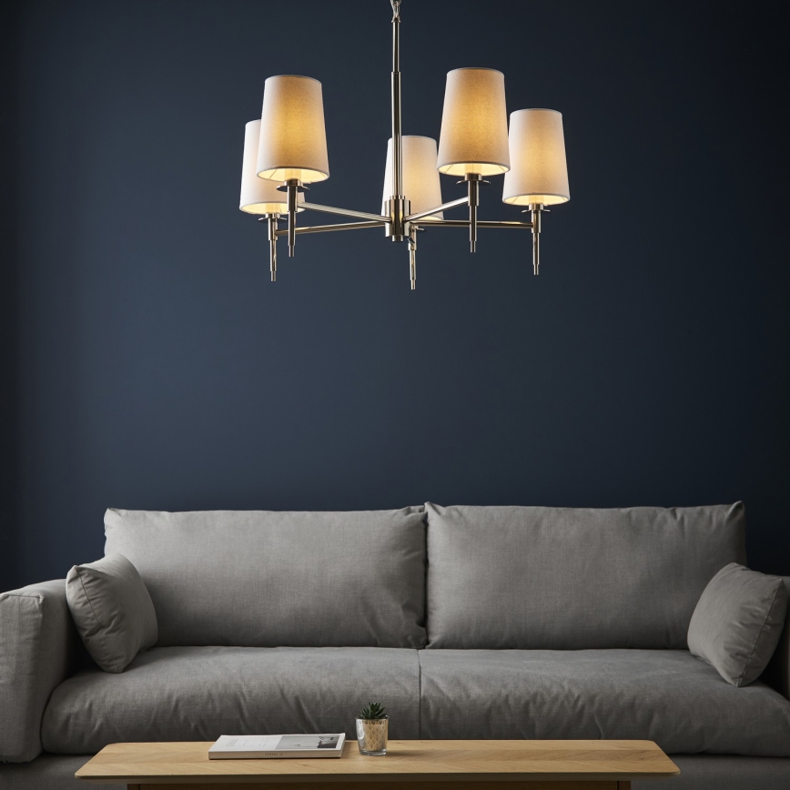 Endon 99457 - Ketiga ripplühter 5xE14/6W/230V läikiv kroom/valge