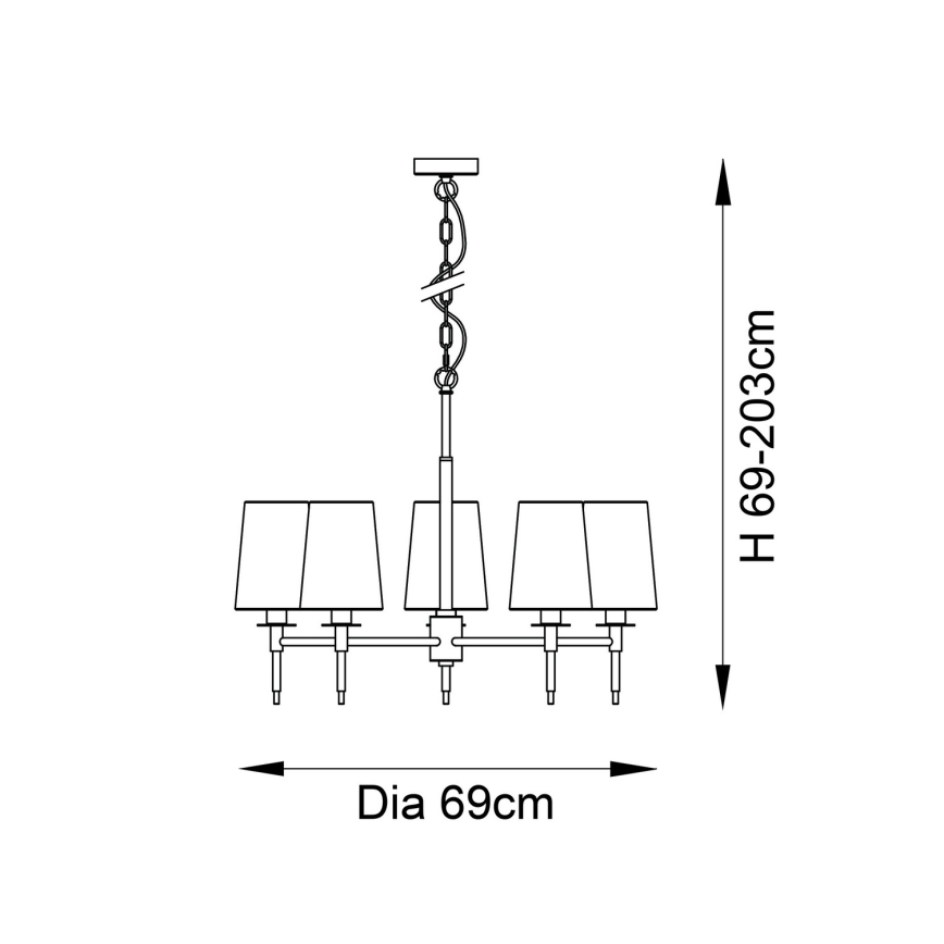 Endon 99457 - Ketiga ripplühter 5xE14/6W/230V läikiv kroom/valge