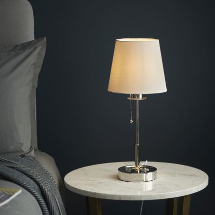 Endon 99596 - Laualamp 1xE27/10W/230V valge/läikiv kroom