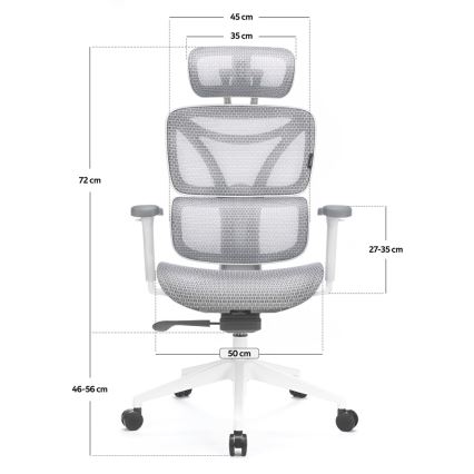 Ergonoomiline kontoritool LEVANO hall/valge/must