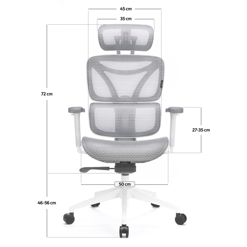 Ergonoomiline kontoritool LEVANO hall/valge/must