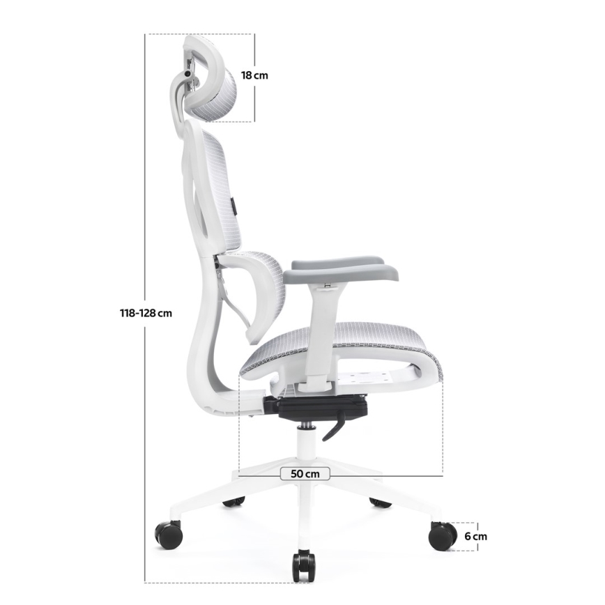Ergonoomiline kontoritool LEVANO hall/valge/must
