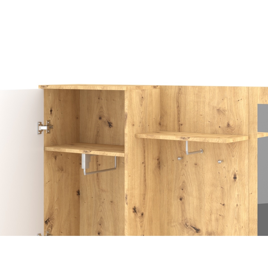 Esiku seinakomplekt peegliga NOLAN artisan-tamm/valge