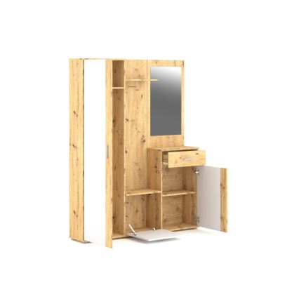 Esiku seinakomplekt peegliga NOLAN artisan-tamm/valge