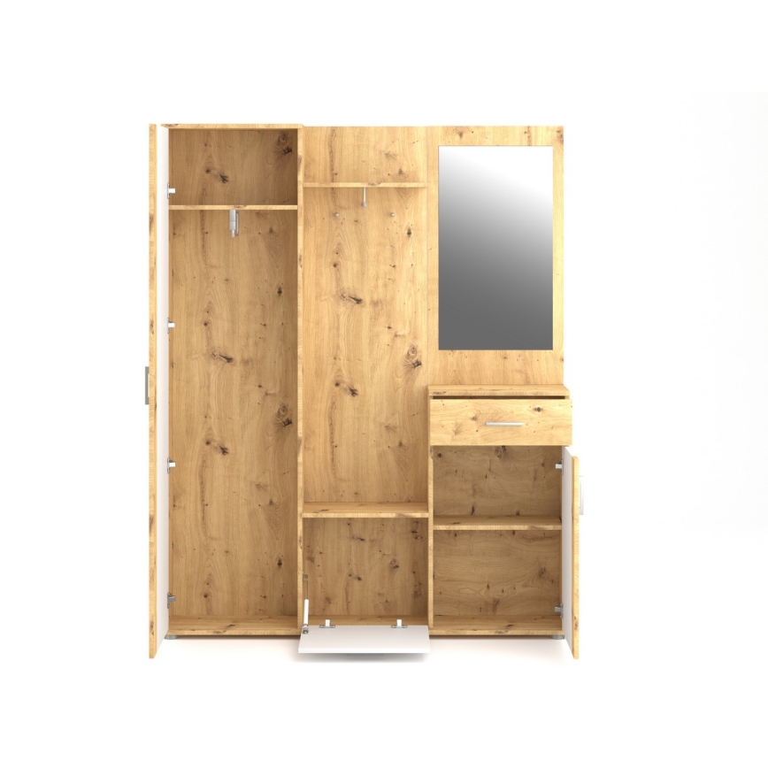 Esiku seinakomplekt peegliga NOLAN artisan-tamm/valge