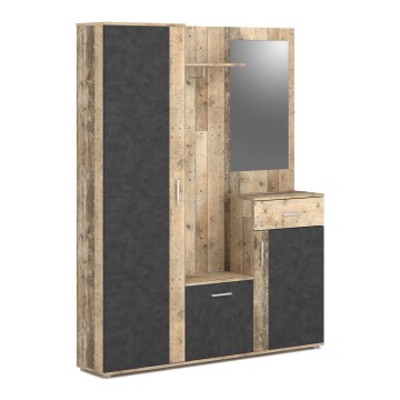 Esiku seinakomplekt peegliga NOLAN, pruun/grafiit