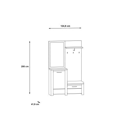 Esikusein peegliga HIRO valge/hall
