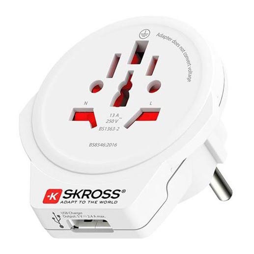 Euroopa USB reisadapter külastajatele Tšehhis, USB-A 12 W, tüüp E/F