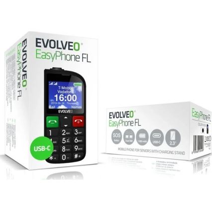 Evolveo - EasyPhone FL, eakatele mõeldud mobiiltelefon, must