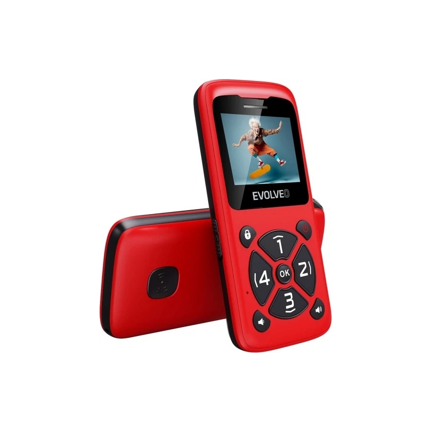 Evolveo - EasyPhone ID eakatele mõeldud mobiiltelefon, punane