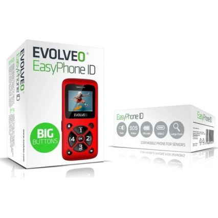 Evolveo - EasyPhone ID eakatele mõeldud mobiiltelefon, punane