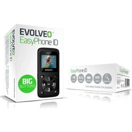 Evolveo - EasyPhone ID, mobiiltelefon eakatele, must
