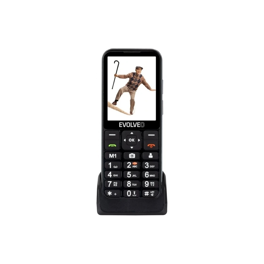 Evolveo - EasyPhone LT 4G eakatele mõeldud must mobiiltelefon