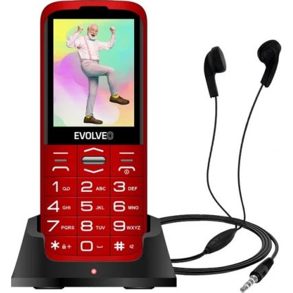 Evolveo - EasyPhone XO, eakatele mõeldud mobiiltelefon, punane