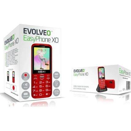 Evolveo - EasyPhone XO, eakatele mõeldud mobiiltelefon, punane