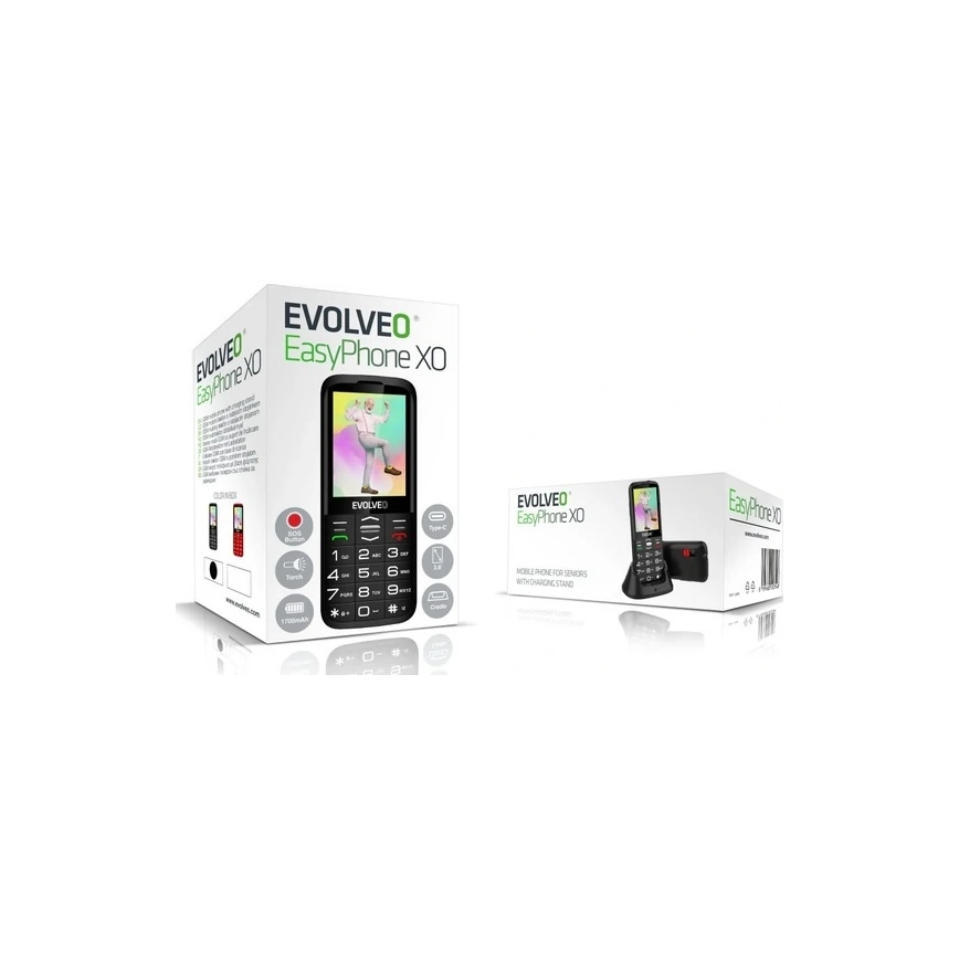 Evolveo - EasyPhone XO mobiiltelefon eakatele, must