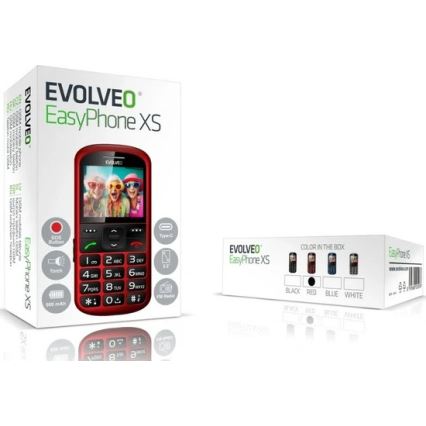 Evolveo - EasyPhone XS, mobiiltelefon eakatele, punane