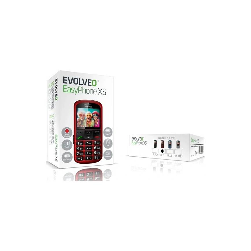 Evolveo - EasyPhone XS, mobiiltelefon eakatele, punane