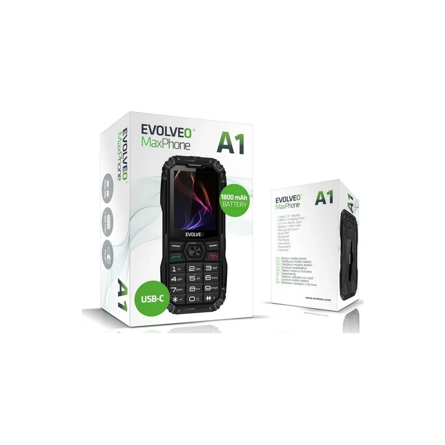 Evolveo - MaxPhone A1, nuppudega Dual-SIM-telefon, must