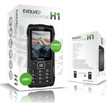 Evolveo - StrongPhone H1, veekindel Dual SIM-telefon, must/hõbedane