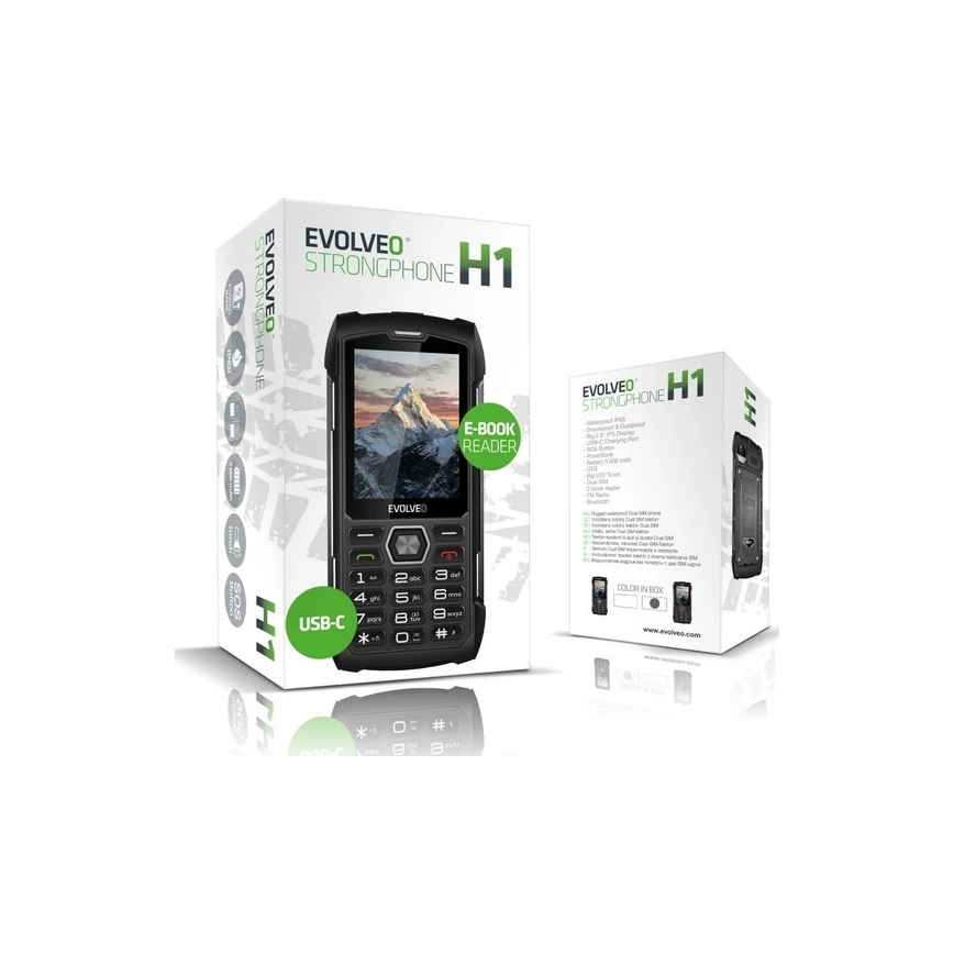 Evolveo - StrongPhone H1, veekindel Dual SIM-telefon, must/hõbedane