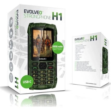 Evolveo - StrongPhone H1 veekindel topelt-SIM-telefon jahikamuflaaž
