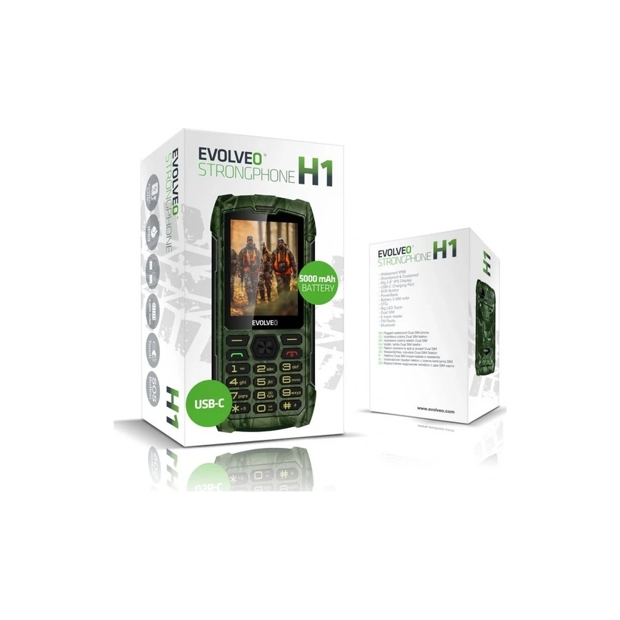 Evolveo - StrongPhone H1 veekindel topelt-SIM-telefon jahikamuflaaž